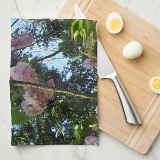 Drijvende kers, bloesem, Natuur, roze bloem Theedoek (Quarter Fold)