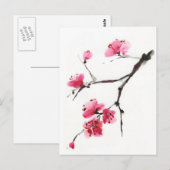 Drijvende kersen. Lentesbloesem. Inktschilderij Briefkaart (Voorkant / Achterkant)