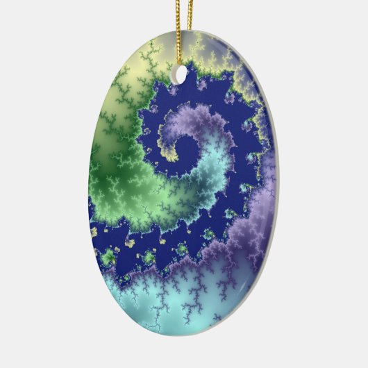 Drijvende kerstfractal keramisch ornament (Links)