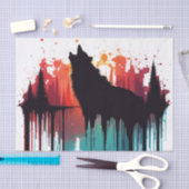 Drijvende kleuren van de Wind Howling Wolf-loskopp Tissuepapier (Craft)