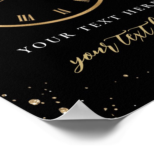 Drijvende klok nieuwe jaren oud Editable Sign Poster (Hoek)