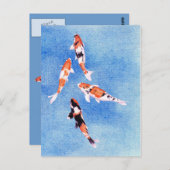 Drijvende Koi blauw Briefkaart (Voorkant / Achterkant)