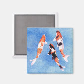 Drijvende Koi blauwe Magnet (Voorkant / Achterkant)