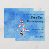 Drijvende Koi blauwe uitnodiging (Voorkant / Achterkant)