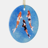 Drijvende Koi-blauwe versiering Keramisch Ornament (Rechts)