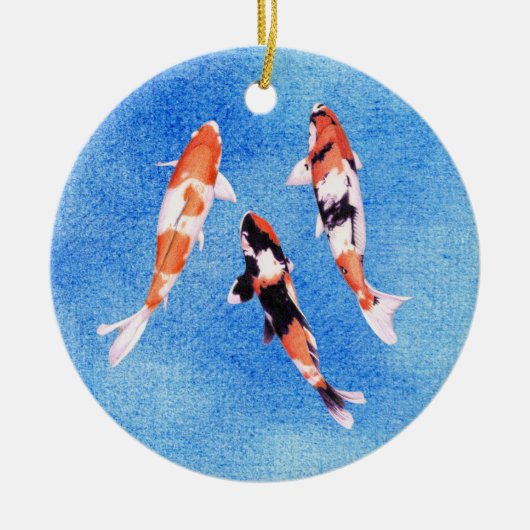 Drijvende Koi-blauwe versiering Keramisch Ornament (Voorkant)