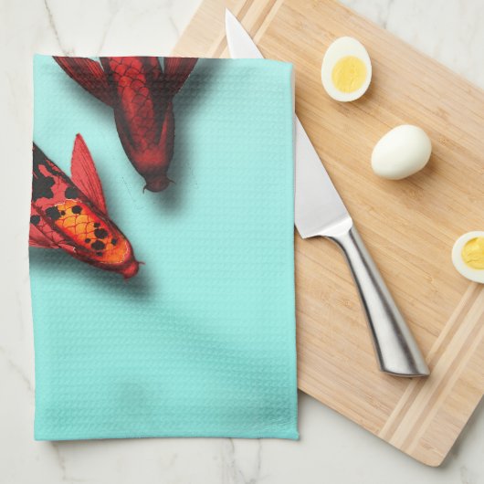 Drijvende Koi Fish Kitchen Towel Theedoek (Quarter Fold)