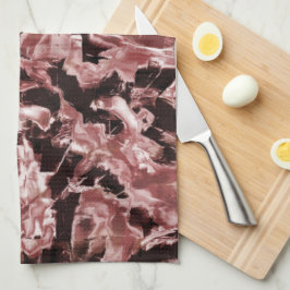 Drijvende koperen of rotsachtige blades boven donk theedoek