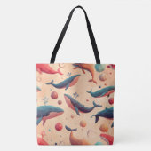 Drijvende Kosmische Walvissen Illustratie Tote Bag (Voorkant)