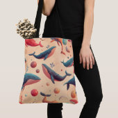 Drijvende Kosmische Walvissen Illustratie Tote Bag (Dichtbij)