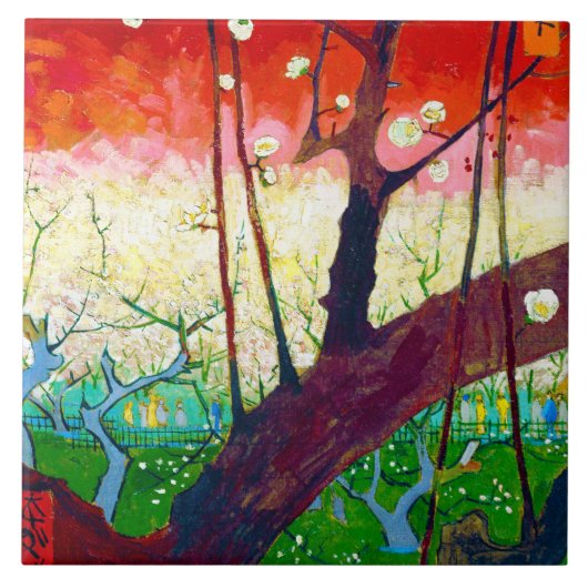 Drijvende krottenboom (na Hiroshige), Van Gogh Tegeltje (Voorkant)