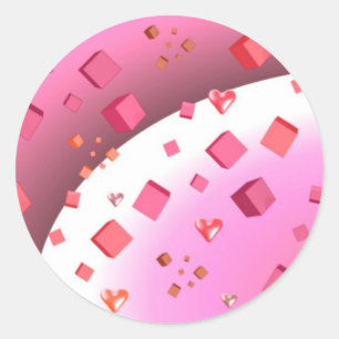 Drijvende kubussen en harten ronde sticker