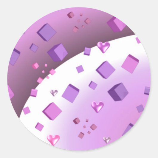 Drijvende kubussen en harten ronde sticker (Voorkant)