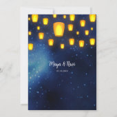 Drijvende Lantaarns bruiloft repetitie diner Kaart (Achterkant)