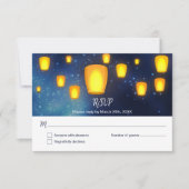 Drijvende Lantaarns Trouwantwoord RSVP Kaart (Voorkant)