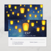 Drijvende Lantaarns Trouwantwoord RSVP Kaart (Voorkant / Achterkant)