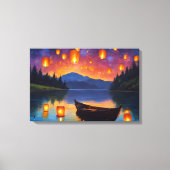 Drijvende lantaarns zweven in de lucht canvas afdruk (Voorkant)