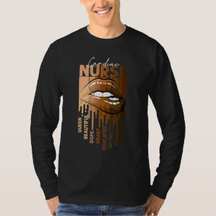 Drijvende lichtjes Afro Black Cardiase Queen Nurse T-shirt