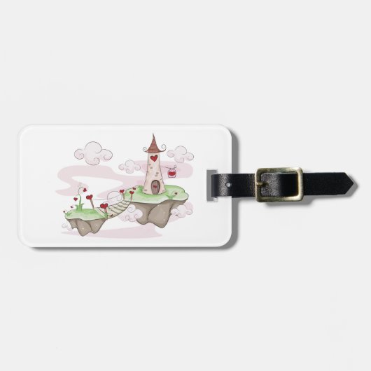 Drijvende Liefde Kasteel Illustratie Romantische F Bagagelabel (Voorkant horizontaal)
