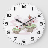 Drijvende Liefde Kasteel Illustratie Romantische F Grote Klok (Voorkant)