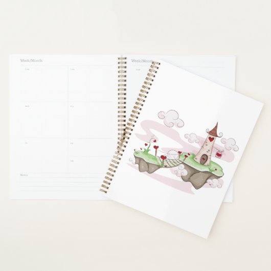 Drijvende Liefde Kasteel Illustratie Romantische F Planner (Display)