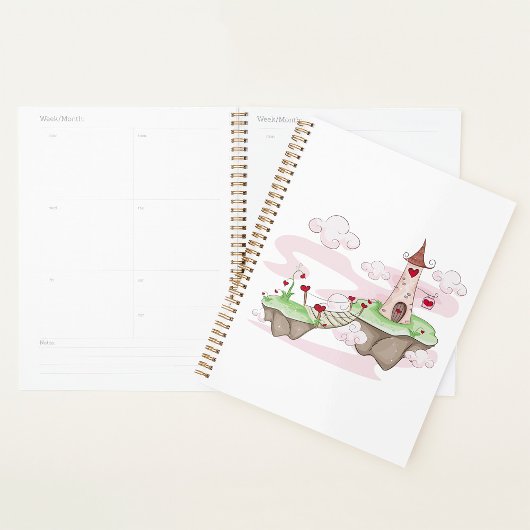 Drijvende Liefde Kasteel Illustratie Romantische F Planner