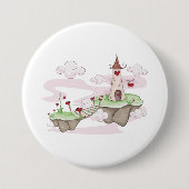Drijvende Liefde Kasteel Illustratie Romantische F Ronde Button 7,6 Cm (Voorkant)