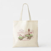 Drijvende Liefde Kasteel Illustratie Romantische F Tote Bag (Achterkant)