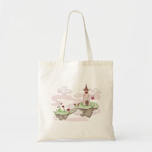 Drijvende Liefde Kasteel Illustratie Romantische F Tote Bag (Voorkant)
