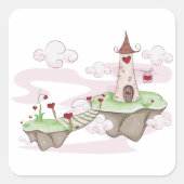 Drijvende Liefde Kasteel Illustratie Romantische F Vierkante Sticker (Voorkant)