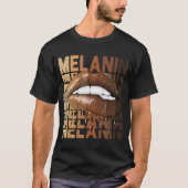 Drijvende Lips Black History Queen BHM Melanin T-shirt (Voorkant)