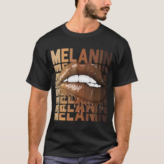 Drijvende Lips Black History Queen BHM Melanin T-shirt (Voorkant)