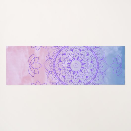 Drijvende Lotus Waterverf Mandala Pastel Yogamat (Achterkant (horizontaal))