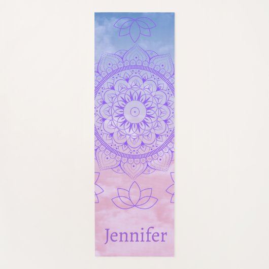Drijvende Lotus Waterverf Mandala Pastel Yogamat (Voorkant)