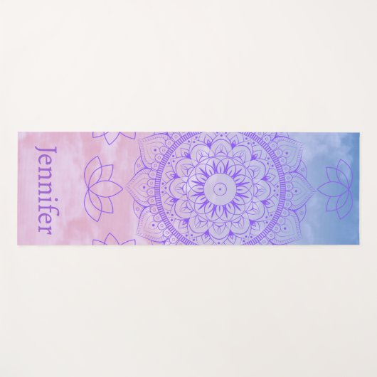 Drijvende Lotus Waterverf Mandala Pastel Yogamat (Voorkant (horizontaal))