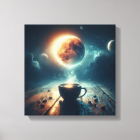 Drijvende Maan Boven Koffie Fantasie Scene