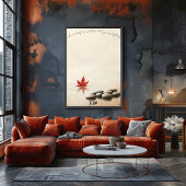 Drijvende Maple Leaf Zen Pond Poster
