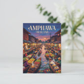 Drijvende Markt Amphawa Thailand Briefkaart (Staand voorkant)