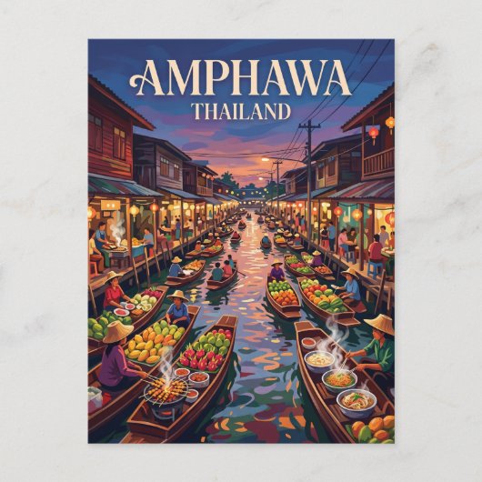 Drijvende Markt Amphawa Thailand Briefkaart (Voorkant)