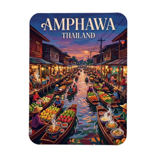 Drijvende Markt Amphawa Thailand Magneet (Verticaal)