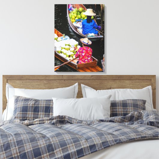 Drijvende markt in Bangkok Canvas Afdruk (Insitu (Slaapkamer))