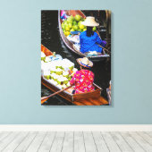 Drijvende markt in Bangkok Canvas Afdruk (Insitu (Houten vloer))