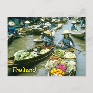 Drijvende markt Thailand Briefkaart