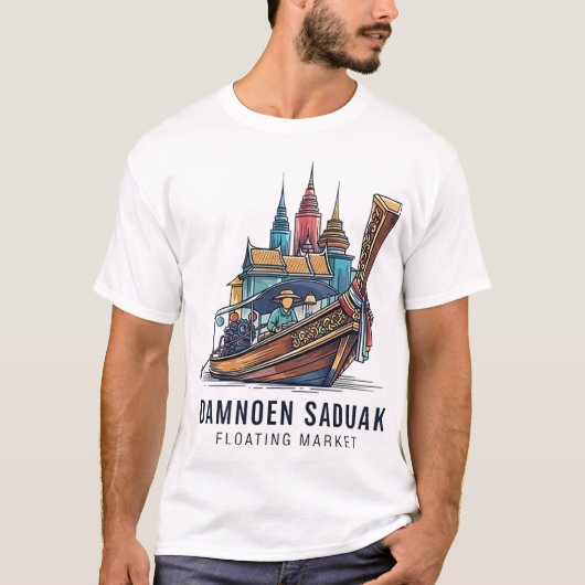 DRIJVENDE MARKT VAN BANGKOK T-SHIRT (Voorkant)