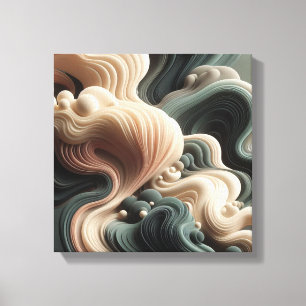 Drijvende marmeren surrealistische kunst met elega canvas afdruk