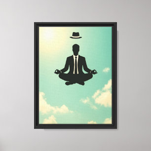 Drijvende Meditatie Zakenman Kunst Canvas Afdruk