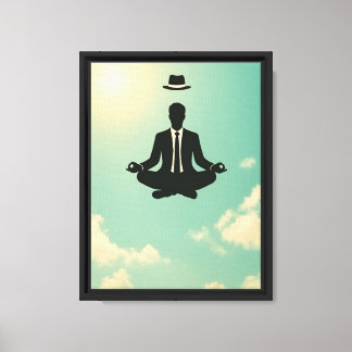 Drijvende Meditatie Zakenman Kunst Canvas Afdruk