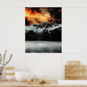 Drijvende melkweg boven de grote bergen poster (Keuken)