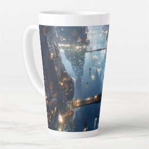 Drijvende metropolis in de lucht latte mok