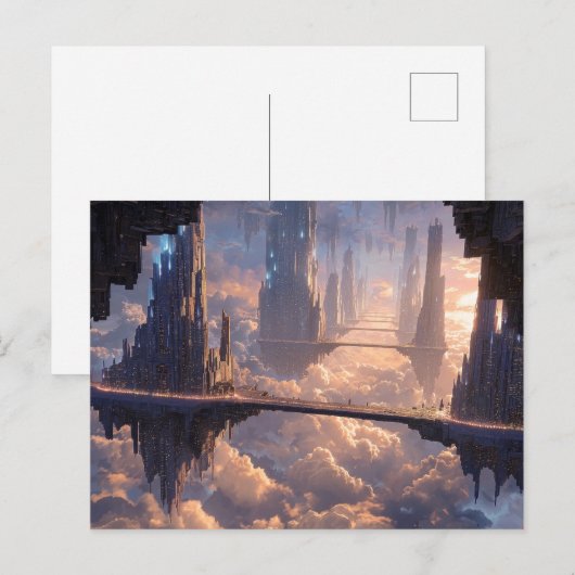 Drijvende metropolis in de wolken briefkaart (Voorkant / Achterkant)